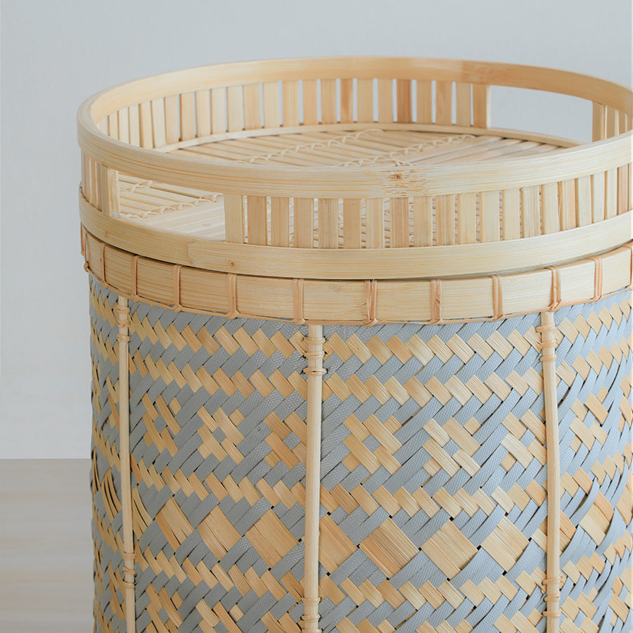 Handwoven bamboo table, Bamboo side table, Natural rattan furniture, Handmade bamboo coffee table with intricate weave, Japandi style natural fiber side table, Sustainable home décor bamboo furniture .
Decorative bamboo end table for modern interiors