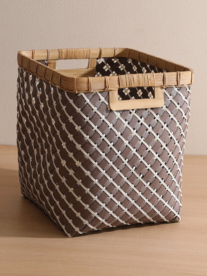 Storage bin brown white