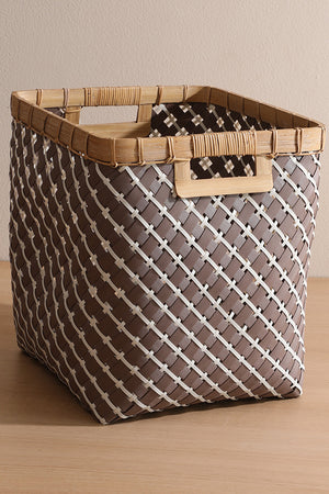 Storage bin brown white