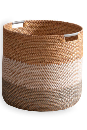 Rattan laundry basket grey white natural