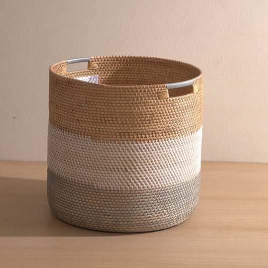 Rattan laundry basket grey white natural