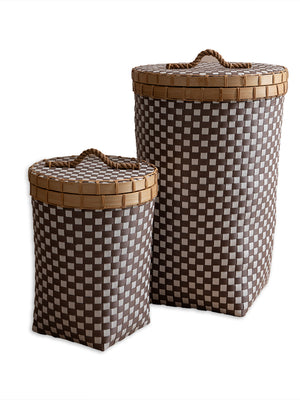 Chequered brown basket