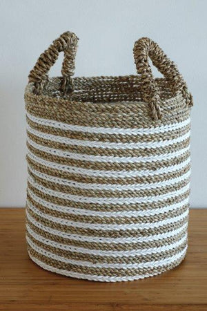 CYLINDRICAL BASKET NATURAL WHITE