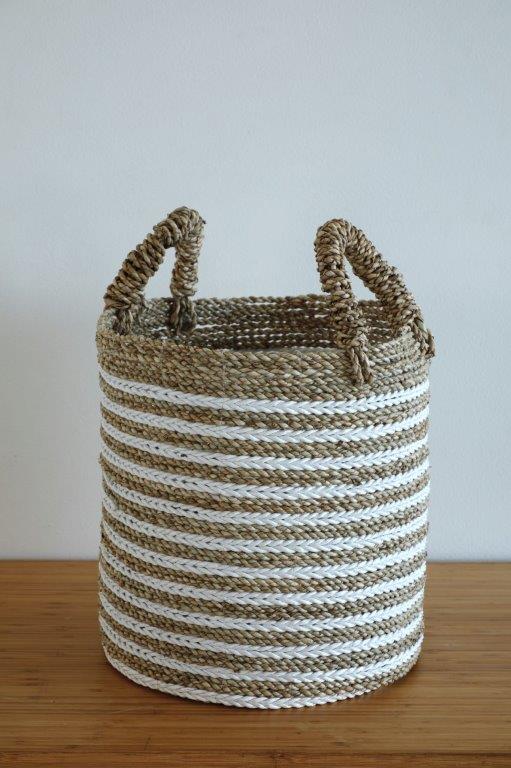 CYLINDRICAL BASKET NATURAL WHITE