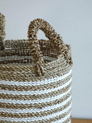 CYLINDRICAL BASKET NATURAL WHITE