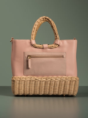 LUCIANA WICKER TOTE- PINK