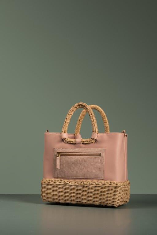 LUCIANA WICKER TOTE- PINK