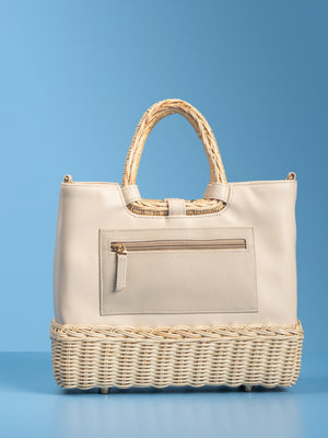 LUCIANA WICKER TOTE - BEIGE