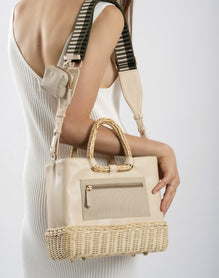 LUCIANA WICKER TOTE - BEIGE