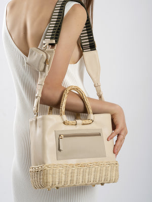 LUCIANA WICKER TOTE - BEIGE