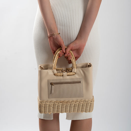 Luciana Wicker Tote - Beige
