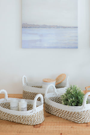 NESTING BASKET OVAL WHITE NATURAL