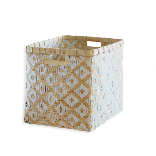 Open square laundry basket natural white