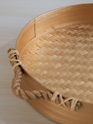 ROPE HANDLE ROUND TRAY GOLD