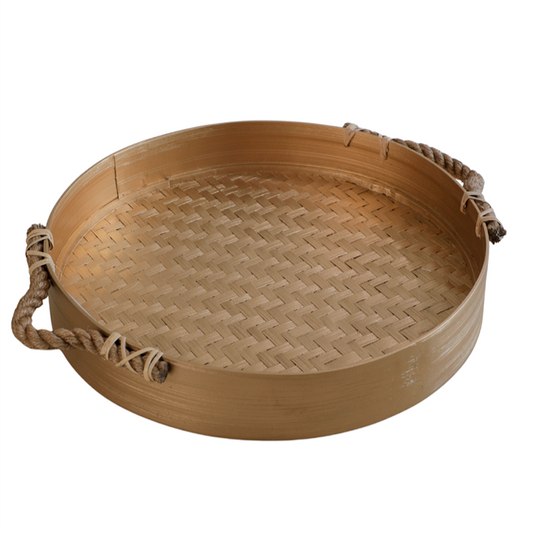 Rope handle tray gold