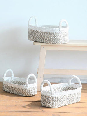 NESTING BASKET OVAL WHITE NATURAL