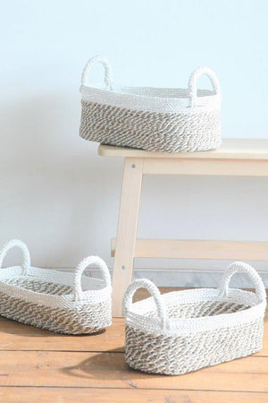 NESTING BASKET OVAL WHITE NATURAL