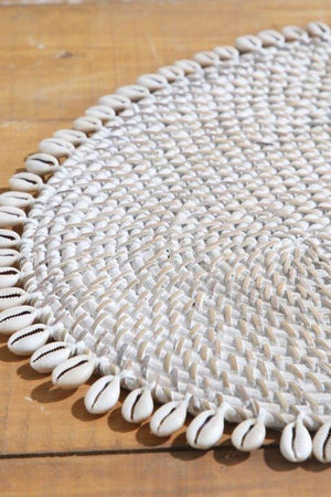 ZIBO OVAL WHITE WASH SHELL PLACEMAT